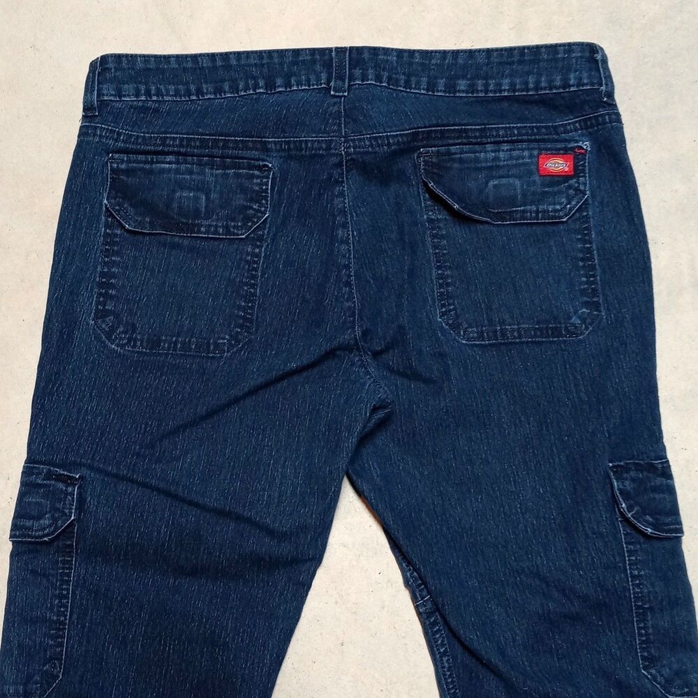 Dickies Women's Cargo Jeans Fits 34x27 Denim Utility Workwear Slim Pants - Picture 4 of 8